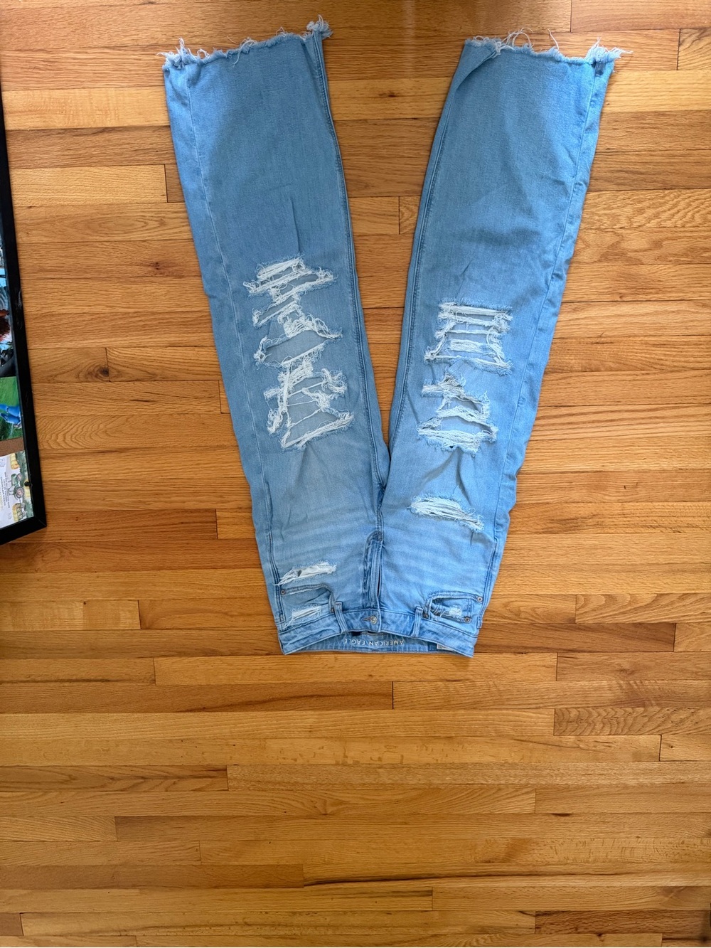 American Eagle Outfitters Light Blue Distressed Straight Jeans